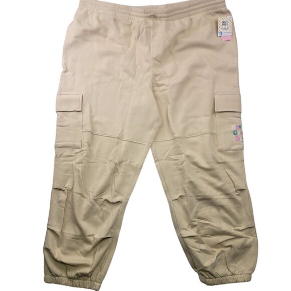 Grayson Threads Beige Cargo Jogger Pants Elastic Drawstring Waistband Cuffs 3X - Picture 1 of 8